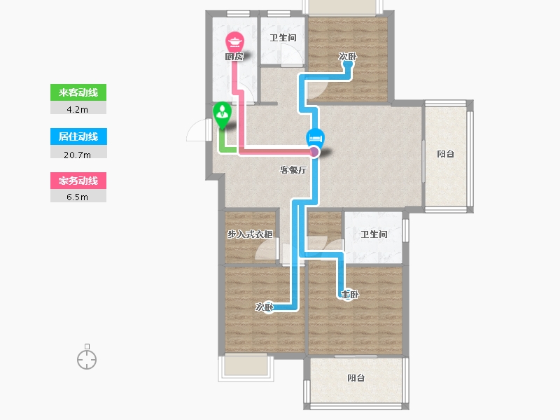 湖南省-长沙市-世茂璀璨天城2栋,3栋建面124m²-99.30-户型库-动静线