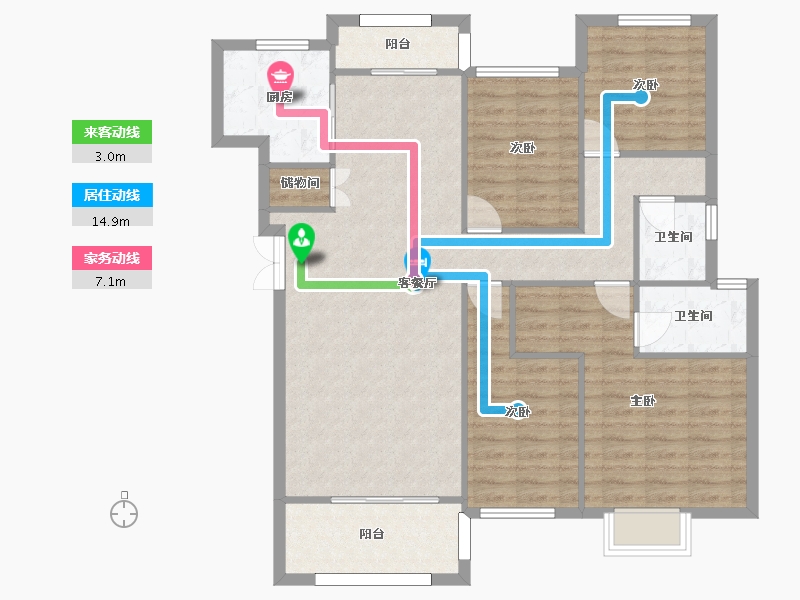 湖南省-长沙市-万科魅力之城73号楼,74号楼,77号楼,78号楼建面134m²-110.01-户型库-动静线