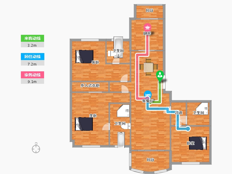 山东省-青岛市-星河湾二期9，10号楼B2b202m²-161.60-户型库-动静线