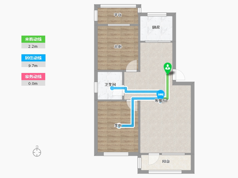 辽宁省-沈阳市-荣信森林里蒲昌路42-21号（21号楼）建面77m²-64.73-户型库-动静线