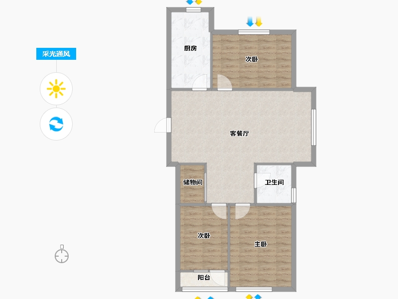 辽宁省-沈阳市-荣信森林里蒲昌路42-33号（33号楼）F户型建面104m²-85.62-户型库-采光通风