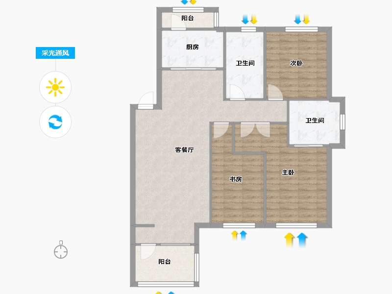 辽宁省-沈阳市-麓林春语建面105m²-100.53-户型库-采光通风