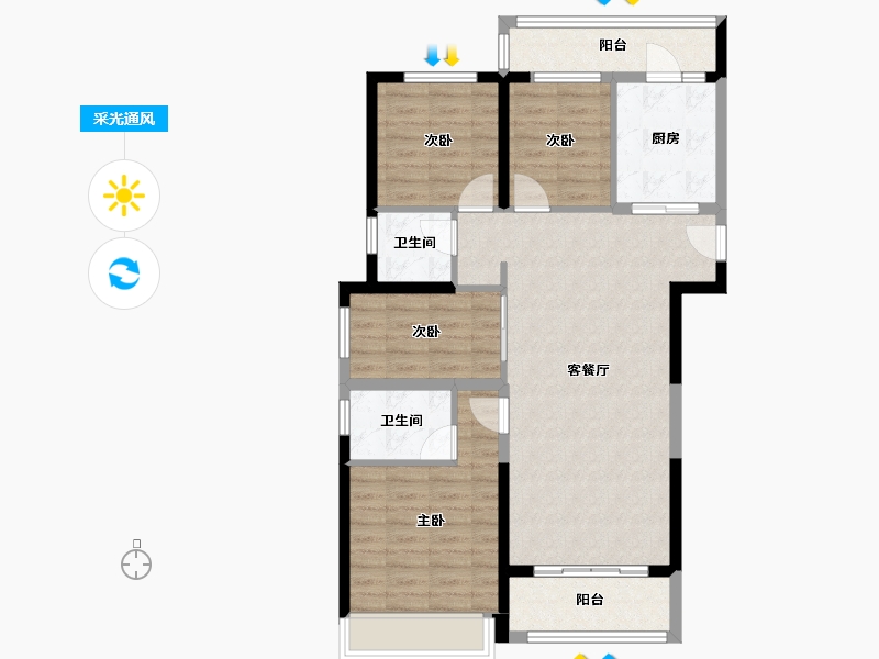 青海省-西宁市-万科-90.00-户型库-采光通风