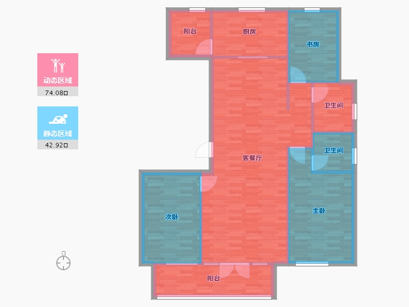 山东省-青岛市-天一仁和天境134m²-107.20-户型库-动静分区