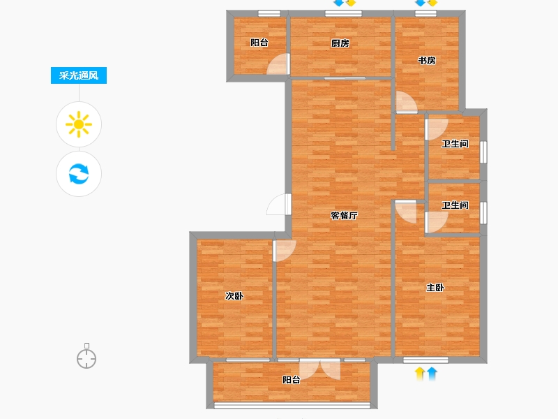 山东省-青岛市-天一仁和天境134m²-107.20-户型库-采光通风