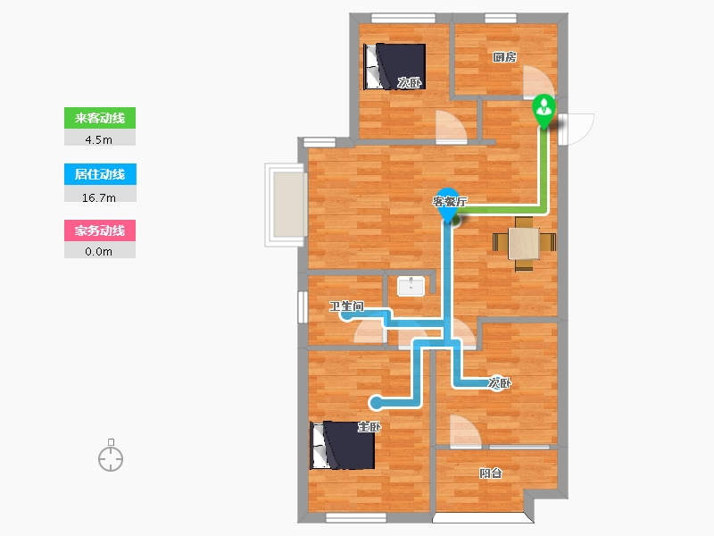 山东省-青岛市-越秀星汇城6，4，8栋87m²-69.60-户型库-动静线