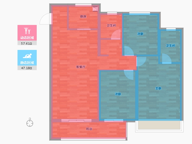 浙江省-丽水市-世茂璀璨岚园-94.34-户型库-动静分区