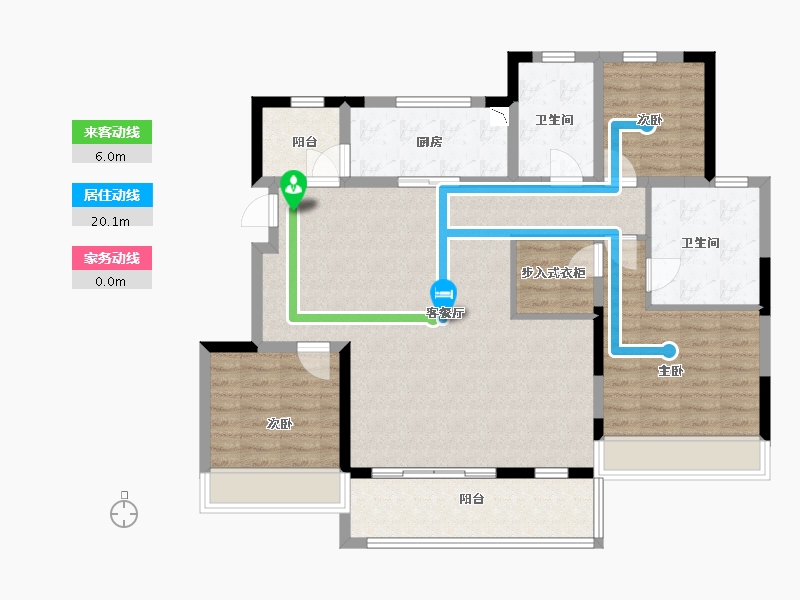 江苏省-苏州市-金科仁恒浅棠平江15,6栋B140m²-111.80-户型库-动静线