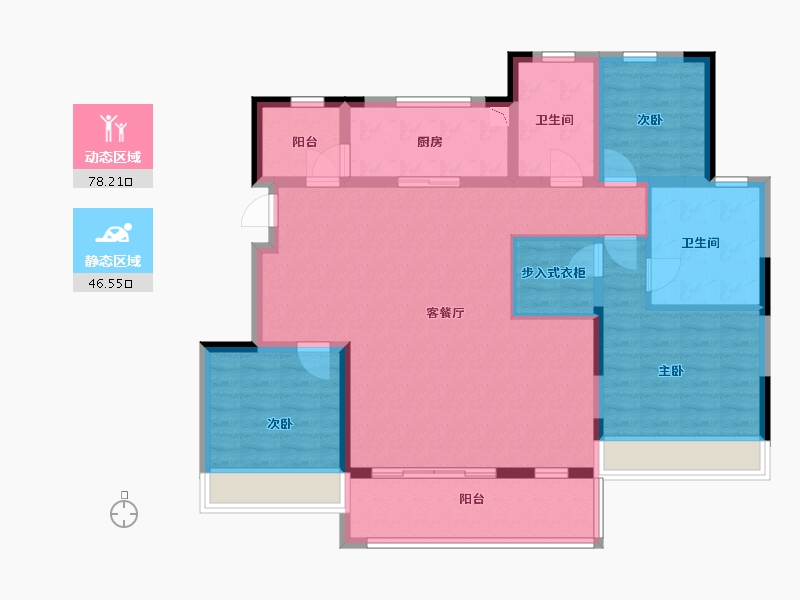 江苏省-苏州市-金科仁恒浅棠平江15,6栋B140m²-111.80-户型库-动静分区