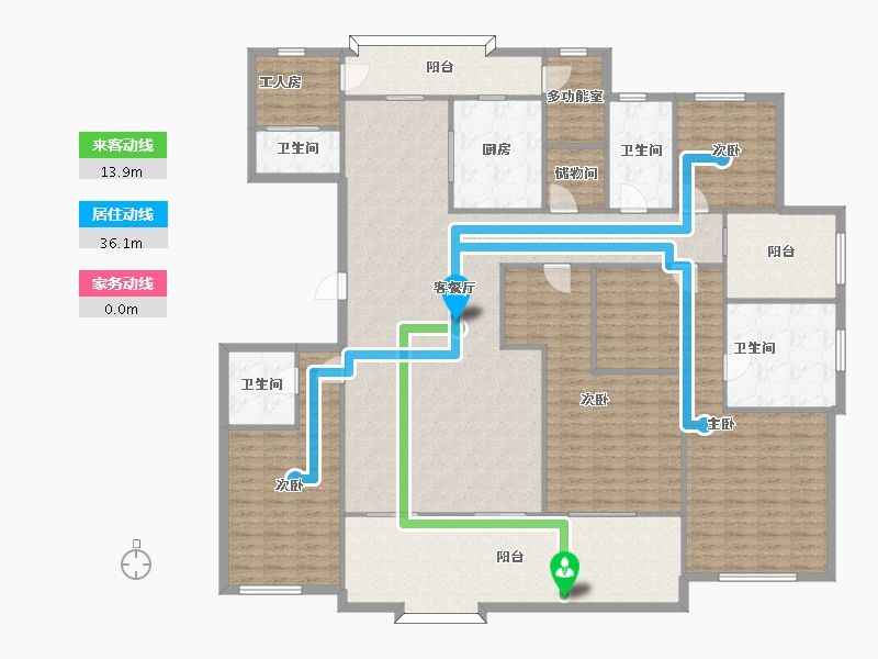 江苏省-苏州市-南门世家286m²-230.81-户型库-动静线