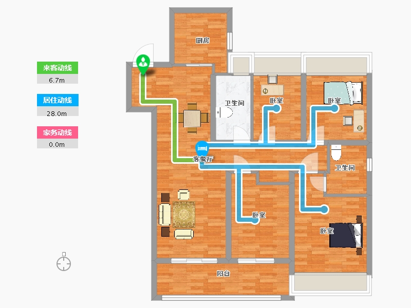 江苏省-苏州市-美的云筑9,11,12栋128㎡-102.00-户型库-动静线