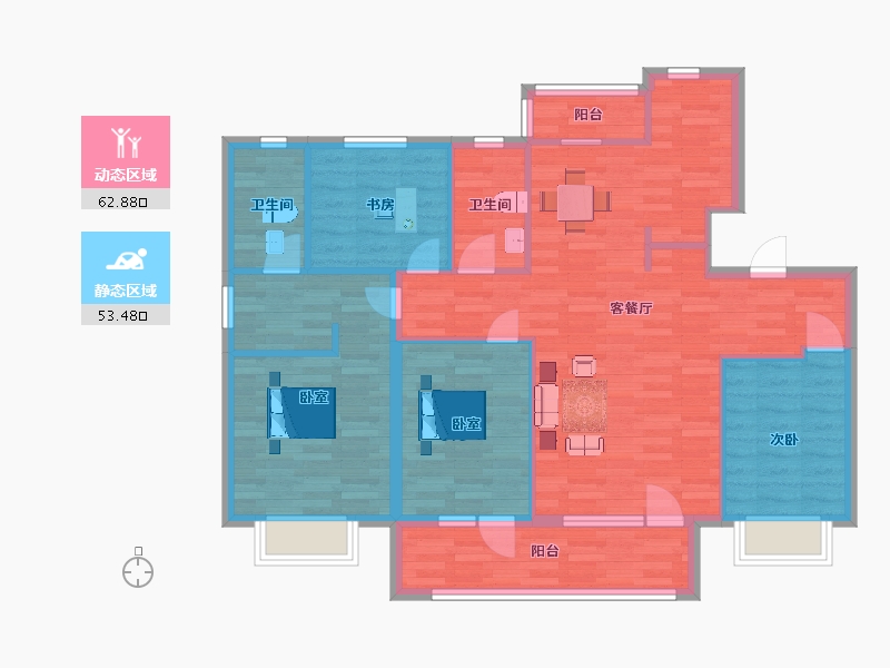 山东省-青岛市-地铁海尔香溪地4，10，6，7，8，9号楼131m²-104.80-户型库-动静分区