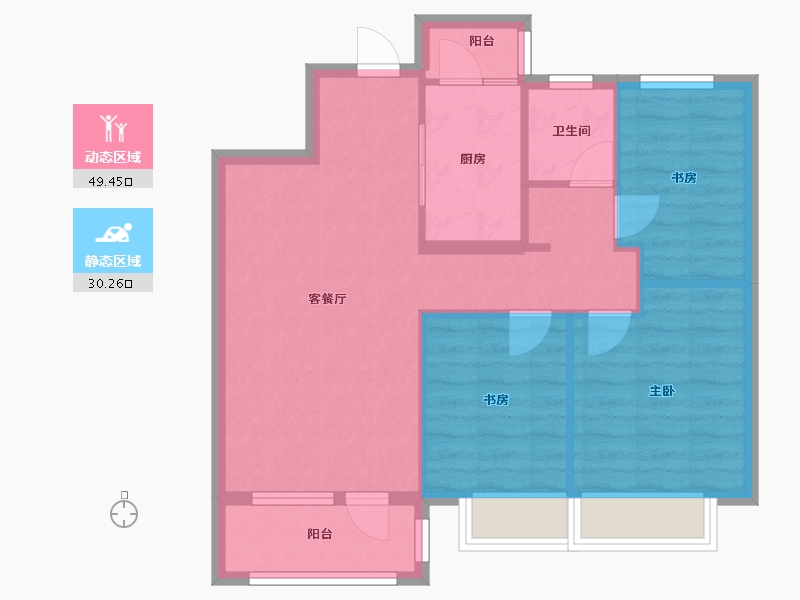 辽宁省-沈阳市-富力星月湾沈北路206-18号（18号楼）,沈北路206-19号（19号楼）,沈北路206--71.59-户型库-动静分区