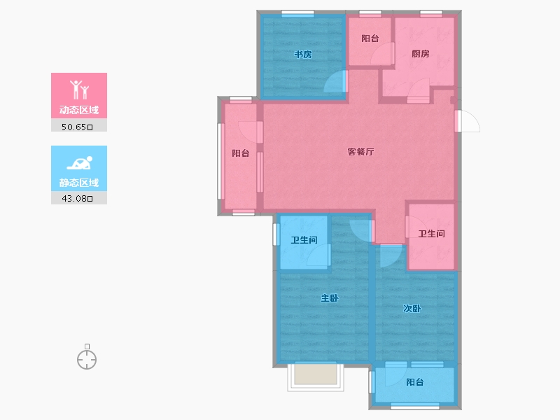 辽宁省-沈阳市-富力星月湾沈北路206-18号（18号楼）,沈北路206-19号（19号楼）,沈北路206--82.55-户型库-动静分区