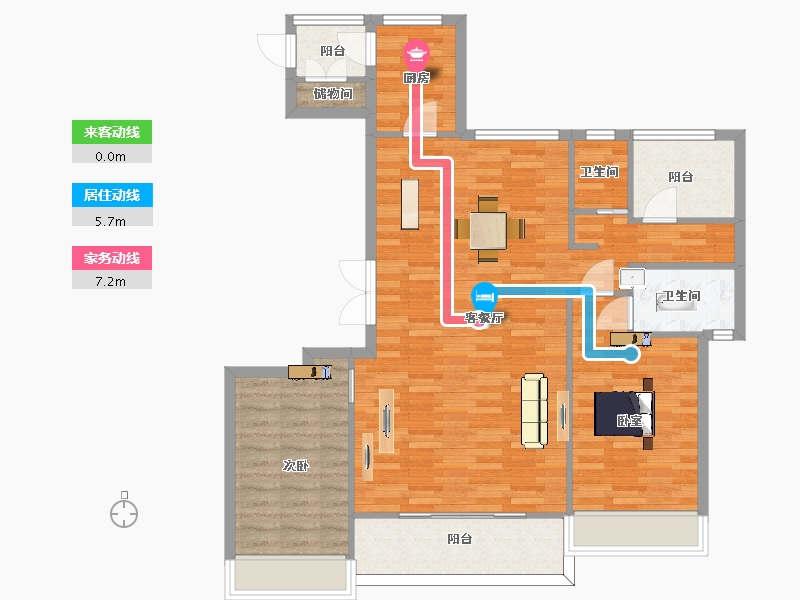 江苏省-苏州市-海胥澜庭125m²-99.99-户型库-动静线