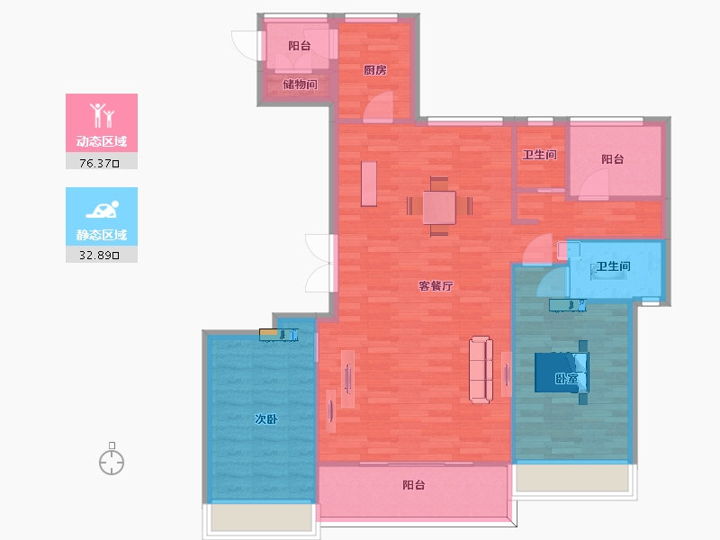 江苏省-苏州市-海胥澜庭125m²-99.99-户型库-动静分区