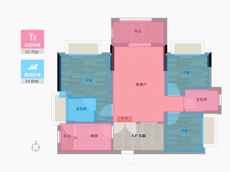 广东省-中山市-钰海绿洲-65.65-户型库-动静分区