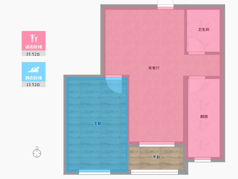 辽宁省-沈阳市-鲁班尚品沈北路35甲-21号（21号楼）H户型建面64m²-46.70-户型库-动静分区