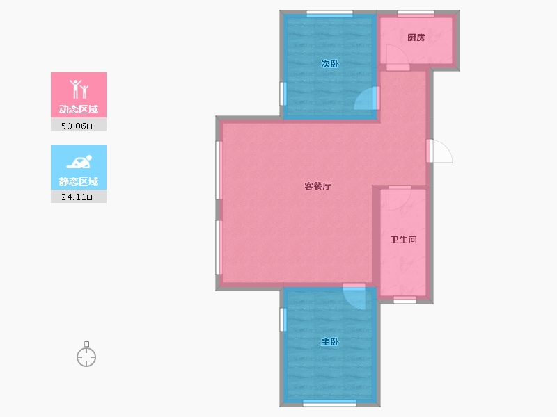 辽宁省-沈阳市-鲁班尚品沈北路35甲-21号（21号楼）F户型建面86m²-66.21-户型库-动静分区