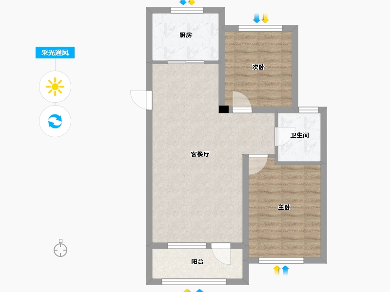 辽宁省-沈阳市-鲁班尚品沈北路35甲-21号（21号楼）G户型建面87m²-62.27-户型库-采光通风