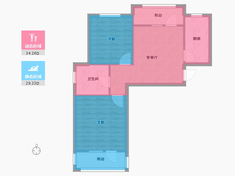 辽宁省-沈阳市-鲁班尚品沈北路35甲-1号,沈北路35甲-2号,沈北路35甲-10号A1建面78m²-56.75-户型库-动静分区