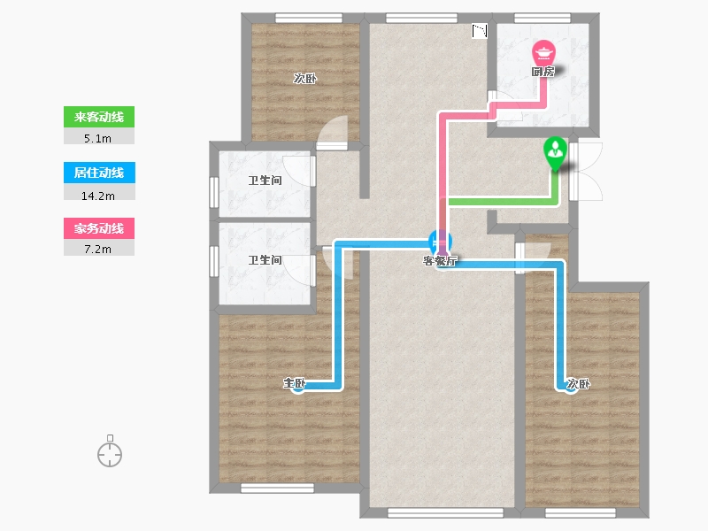 辽宁省-沈阳市-汇置尚郡蒲河路59-14号（19号楼）建面125m²-110.49-户型库-动静线