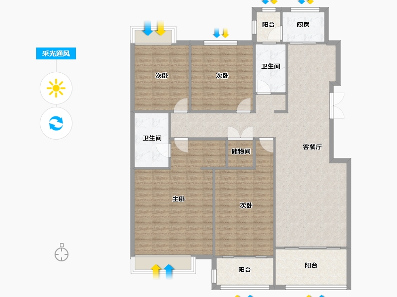 辽宁省-沈阳市-汇置尚郡蒲河路59-11号（11号楼）,蒲河路59-9号（9号楼）A户型建面162m²-152.99-户型库-采光通风