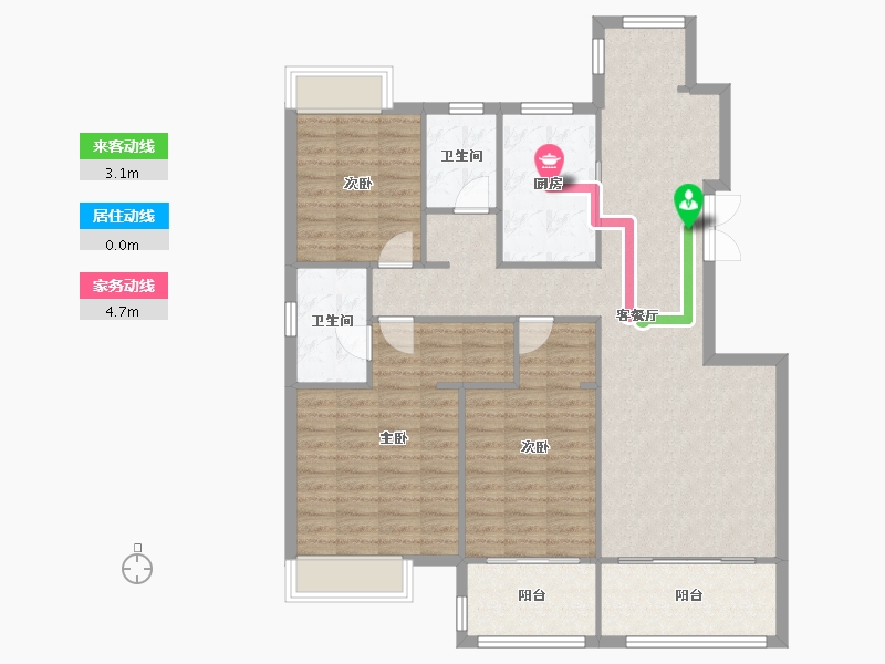 辽宁省-沈阳市-汇置尚郡蒲河路59-11号（11号楼）建面132m²-114.37-户型库-动静线