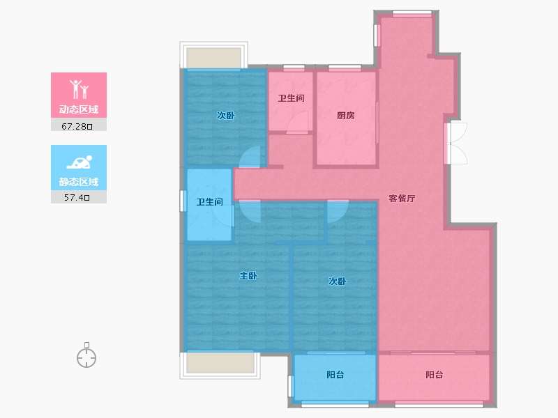 辽宁省-沈阳市-汇置尚郡蒲河路59-11号（11号楼）建面132m²-114.37-户型库-动静分区