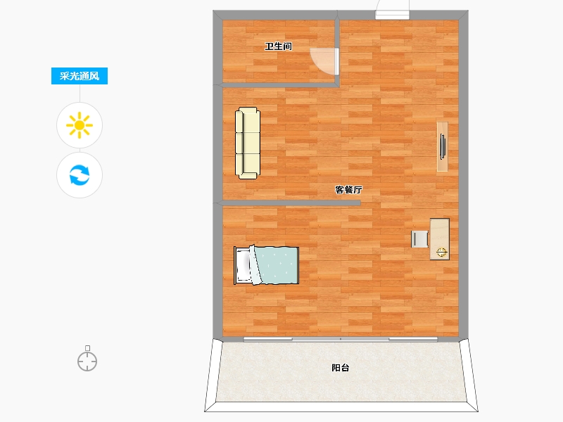 江苏省-苏州市-苏州御玲珑公寓19号楼74㎡-59.00-户型库-采光通风