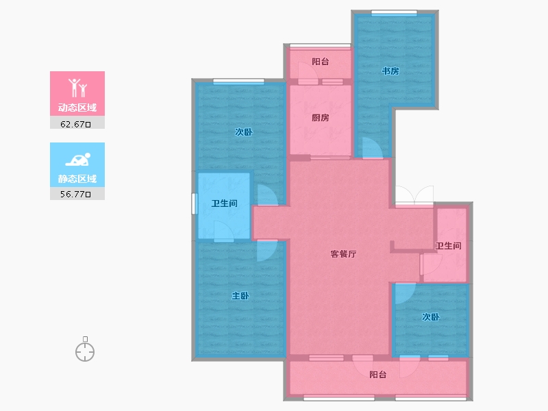 辽宁省-沈阳市-富力院士廷蒲丰路97-53号（B4栋）,蒲丰路97-54号（B5栋）,蒲丰路97-55号（B-106.28-户型库-动静分区