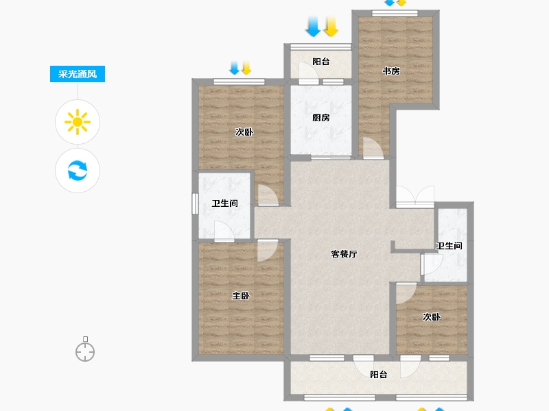 辽宁省-沈阳市-富力院士廷蒲丰路97-53号（B4栋）,蒲丰路97-54号（B5栋）,蒲丰路97-55号（B-106.28-户型库-采光通风