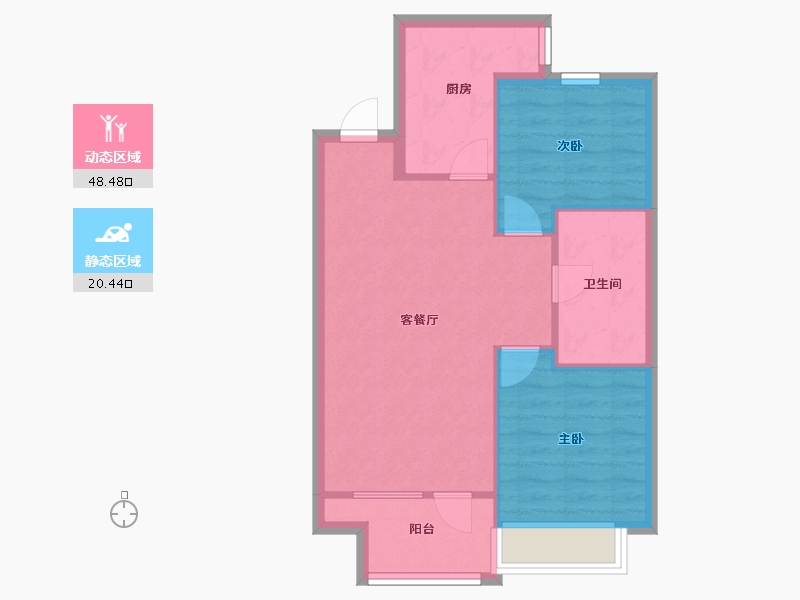 辽宁省-沈阳市-富力院士廷蒲丰路97-10号（10号楼）,蒲丰路97-11号（11号楼）F户型-顶建面95m²-62.25-户型库-动静分区