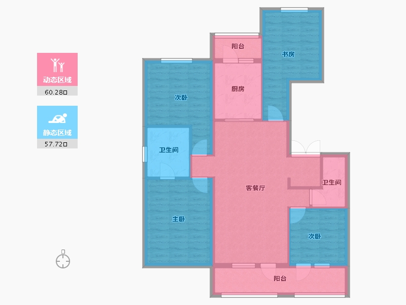 辽宁省-沈阳市-富力院士廷蒲丰路97-61号（12号楼）,蒲丰路97-59号（10号楼）,蒲丰路97-60号-105.72-户型库-动静分区