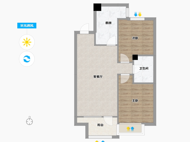 辽宁省-沈阳市-富力院士廷蒲丰路97-11号（11号楼）F户型-顶建面91m²-61.65-户型库-采光通风