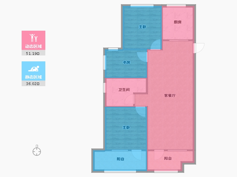 辽宁省-沈阳市-富力院士廷蒲丰路97-10号（10号楼）,蒲丰路97-11号（11号楼）G户型建面112m²-79.40-户型库-动静分区