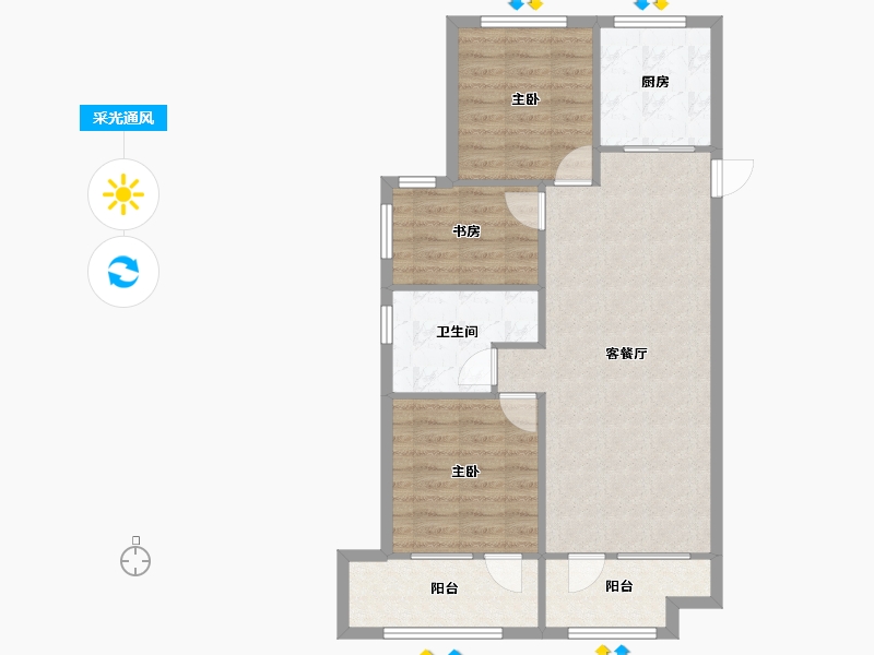 辽宁省-沈阳市-富力院士廷蒲丰路97-10号（10号楼）,蒲丰路97-11号（11号楼）G户型建面112m²-79.40-户型库-采光通风