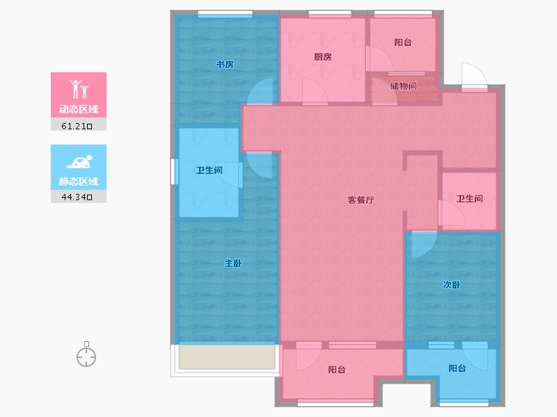 辽宁省-沈阳市-富力院士廷蒲丰路97-2号（2号楼）,蒲丰路97-6号（6号楼）,蒲丰路97-4号（4号楼）-95.18-户型库-动静分区