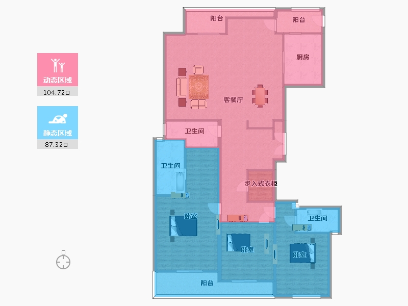 江苏省-苏州市-苏州湾景苑苏州湾壹号-高层20B户型220m²-176.24-户型库-动静分区