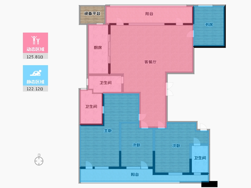 江苏省-苏州市-苏州湾景苑M户型280m²-229.10-户型库-动静分区