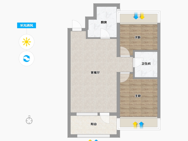 辽宁省-沈阳市-金沙巴黎花园七星大街27-21号（3栋）,七星大街27-20号（2栋）G-2户型建面86m²-58.00-户型库-采光通风