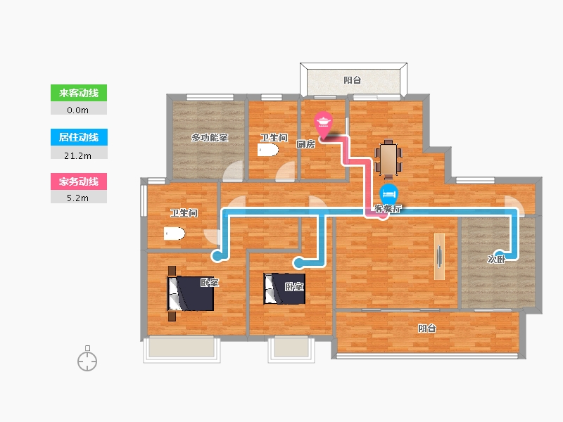 江苏省-苏州市-吴越锦源高层C2户160m²-128.00-户型库-动静线