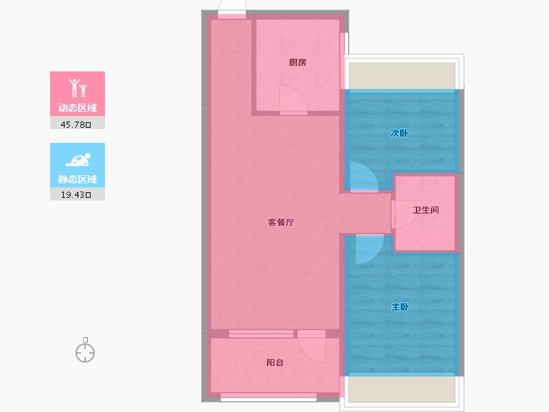 辽宁省-沈阳市-金沙巴黎花园七星大街25-7号（8栋）,七星大街25-3号（3-1栋）A户型建面88m²-57.87-户型库-动静分区