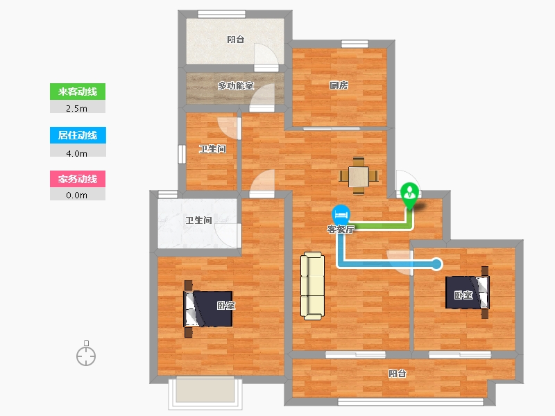 江苏省-苏州市-缤纷桃李花园B户型112m²-90.31-户型库-动静线