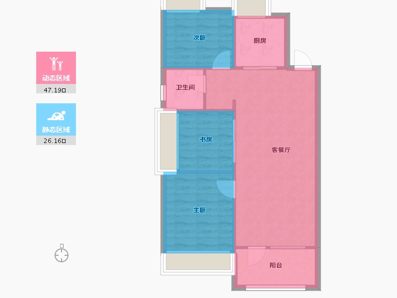 辽宁省-沈阳市-金沙巴黎花园七星大街25-7号（8栋）D户型建面103m²-66.84-户型库-动静分区