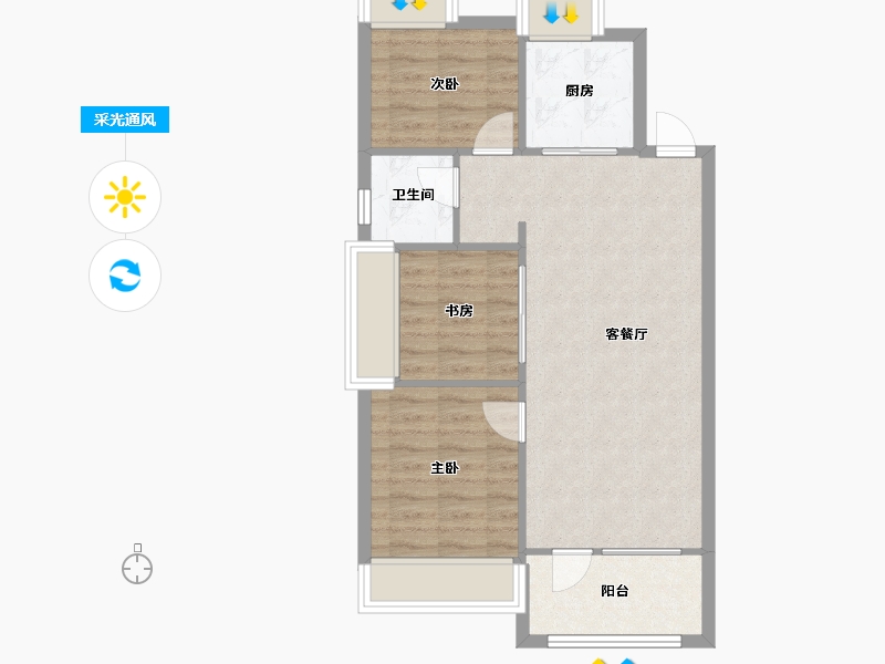 辽宁省-沈阳市-金沙巴黎花园七星大街25-7号（8栋）D户型建面103m²-66.84-户型库-采光通风