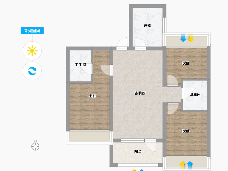 辽宁省-沈阳市-金沙巴黎花园七星大街25-8号（9栋）,七星大街25-9号（10栋）,七星大街25-10号（-73.55-户型库-采光通风