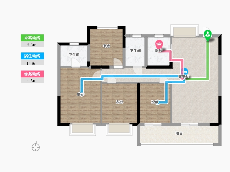 江苏省-苏州市-新希望锦麟云境2栋136㎡-109.00-户型库-动静线