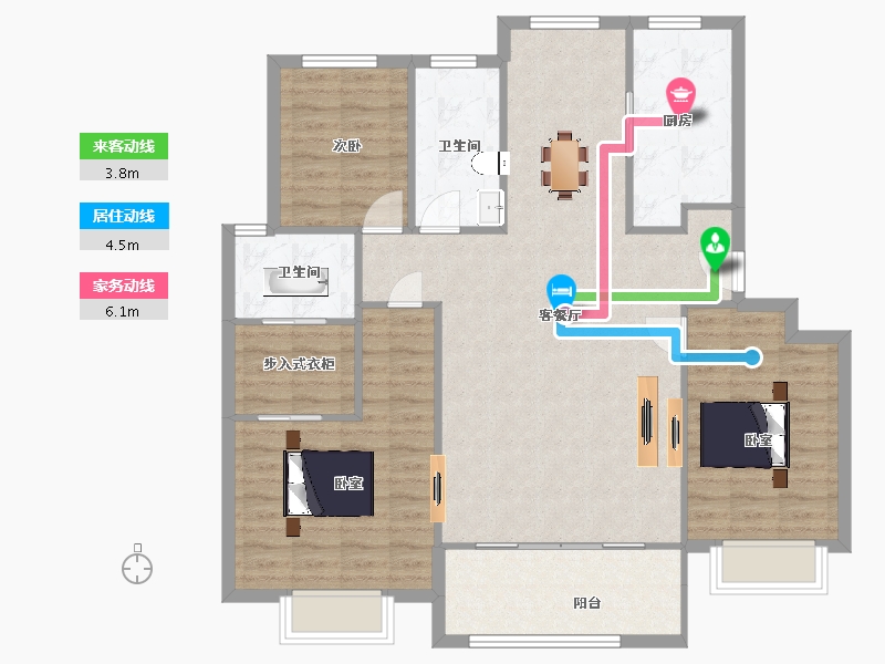 江苏省-苏州市-富都花园3幢140㎡-111.99-户型库-动静线