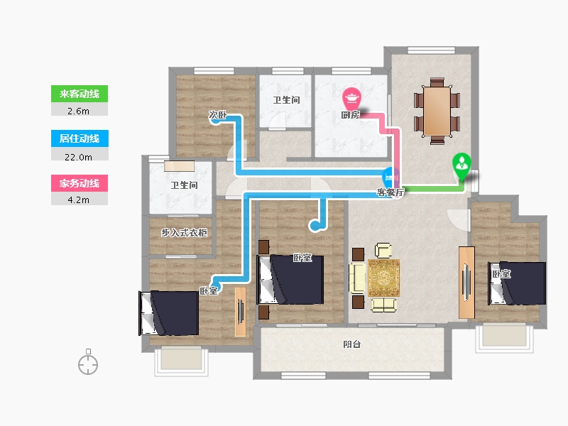 江苏省-苏州市-富都花园2幢,4幢,6幢147㎡-117.59-户型库-动静线